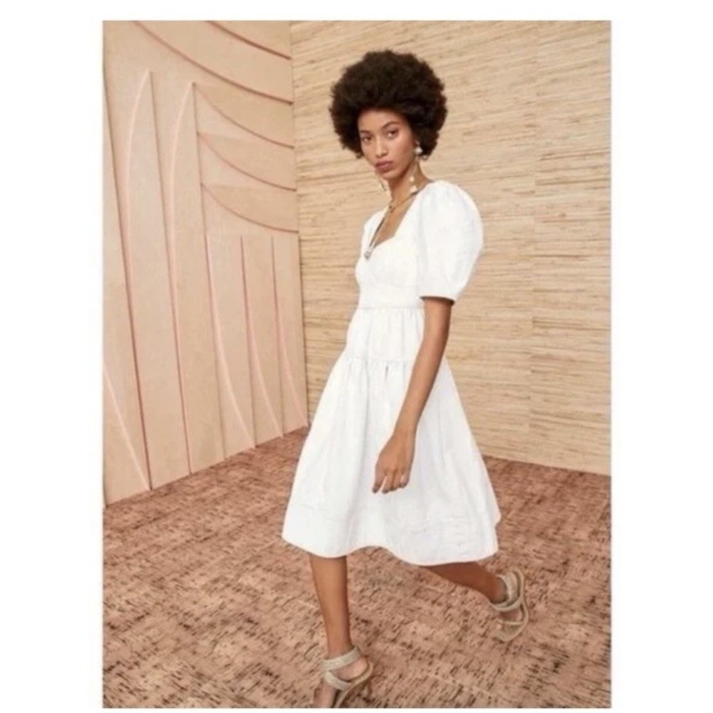 Ulla Johnson Ames MIDI Whitewash Denim Cotton Dress White Size 10